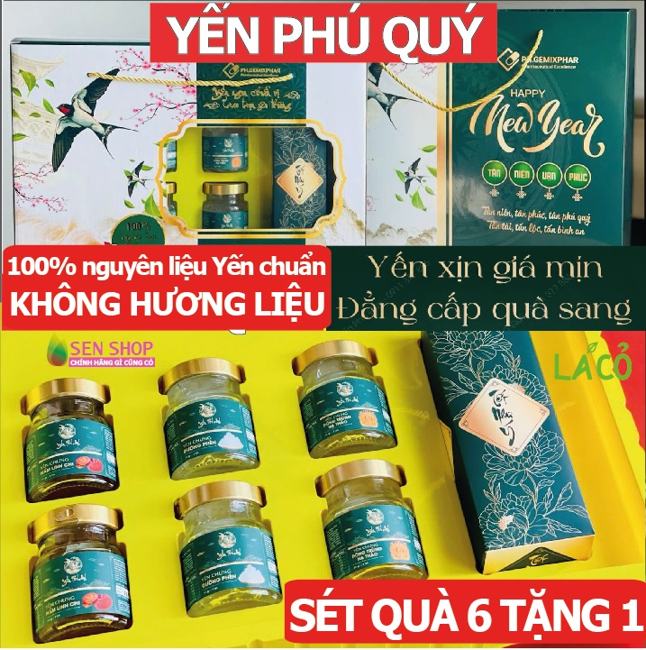 Yến Phú Quý yến chưng đông trùng hạ thảo nấm linh chi đường phèn 100mg yến chuẩn không hương liệu quà tặng sức khỏe