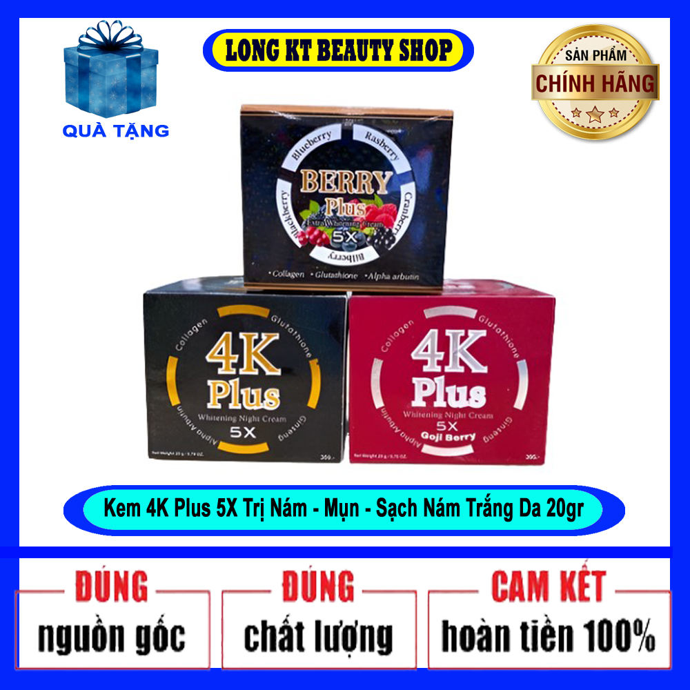 Kèm quà Tặng - Kem dưỡng 4kplus5x trắng da mờ thâm,mụn,nám Thái lan 5x 4k plus Thái lan 20gr