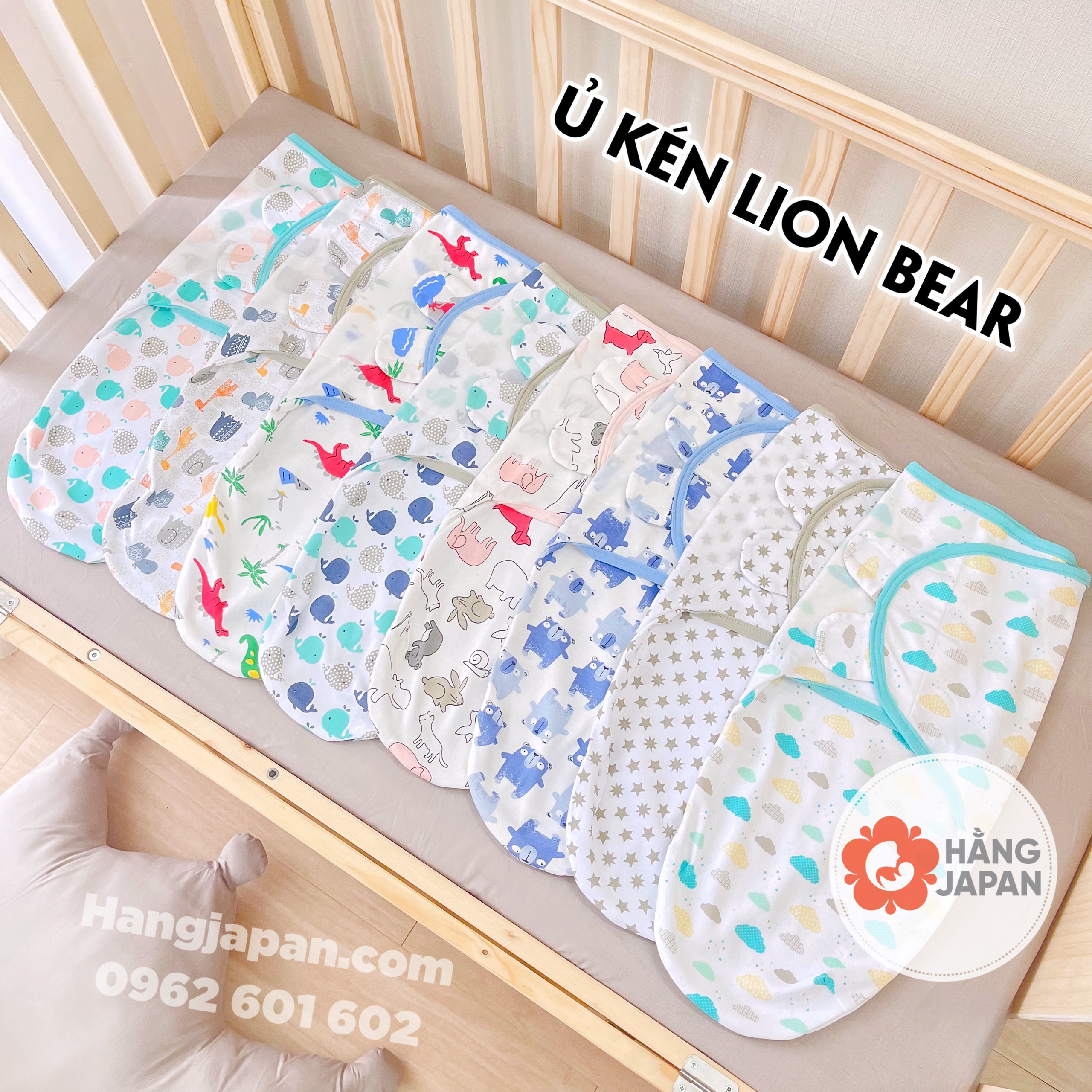 Ủ kén Lion Bear dành cho trẻ sơ sinh có miếng dán cố định màu ngẫu nhiên - Chính hãng
