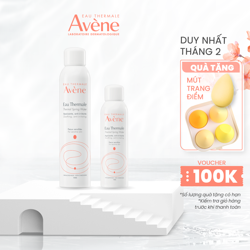 Bộ đôi xịt khoáng cấp ẩm và làm dịu da avène thermal spring water 300ml & 150ml