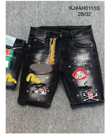 Quần short jean nam xám rách nhẹ thêu cao cấp đẹp,quần short nam rách in thêu logo giá rẻ kaystore
