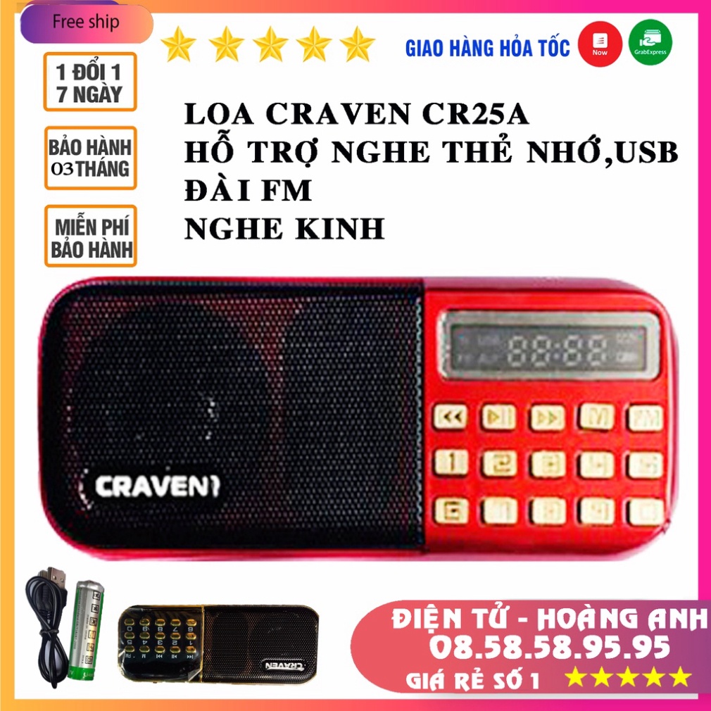 Loa đài craven cr 25a, máy nghe nhạc đọc kinh phật dùng thẻ nhớ/usb nghe tiếng anh cho bé