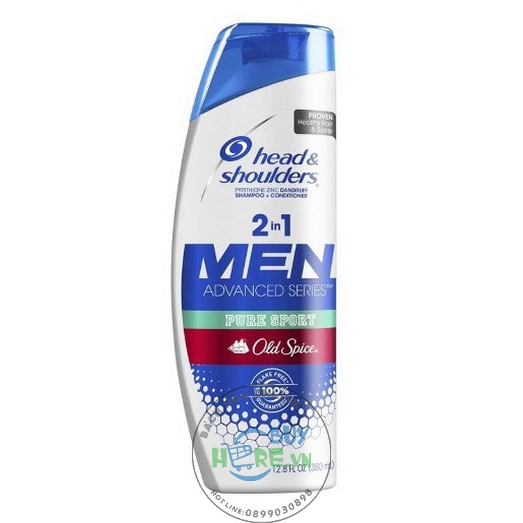 Dầu gội & xả 2in1 head & shoulders men old spice pure sport 380ml - hàng usa