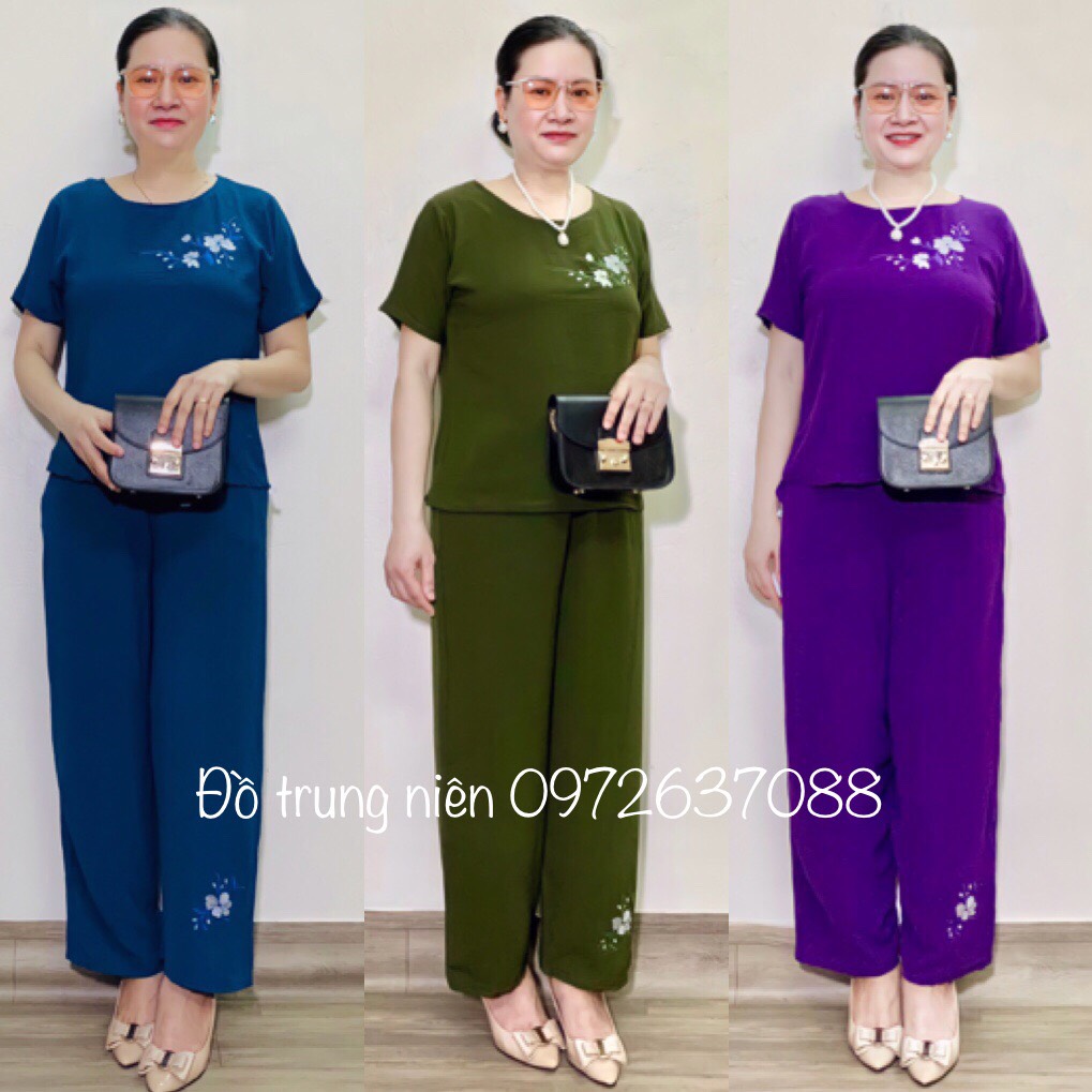 Đồ bộ trung niên-bộ chất đũi thêu hoa mai cho mẹ cho bà