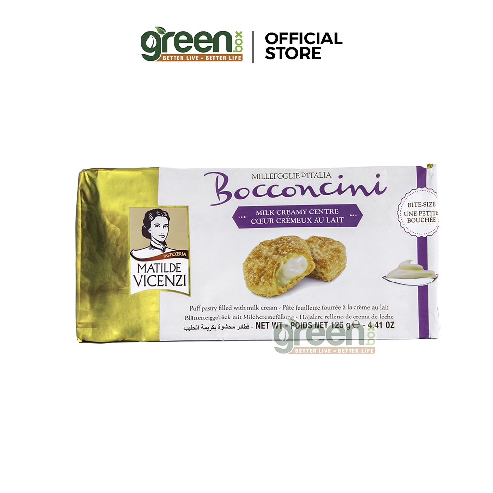 Bánh phồng giòn nhân kem sữa và sô cô la trắng Vicenzi Ý Millefoglie Ditalia Bocconcini gói 125g