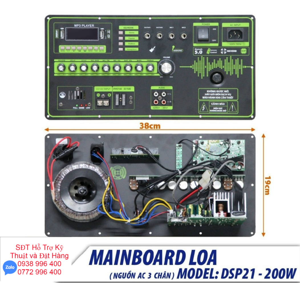 Board Mạch Loa Kéo Công Suất Lớn | Blutooth 6.0 - Reverb - DSP