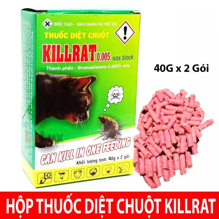 [HOÀN TIỀN 10%]Thuốc diệt chuột Killrat 0.005 40gx2 Dùng ngay không cần trội mồi - CutePets