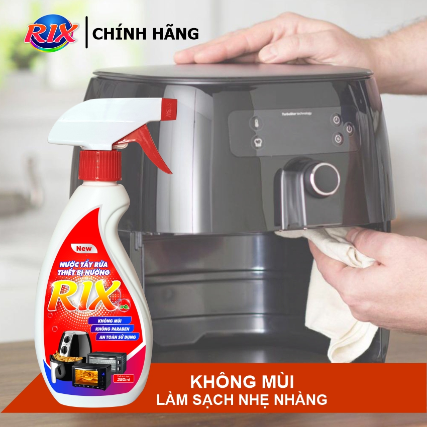 Chai Vệ Sinh Nồi Chiên Không Dầu, Tẩy Rửa Lò Nướng RIX Dạng Chai Xịt, Thích Hợp Cho Bề Mặt Kim loại, Metal, Gỗ, Thủy Tinh, Đá Hoa, Ceramic, Nhựa, Diệt Khuẩn, Không Chứa Sulfate, Không Mùi, 350Ml