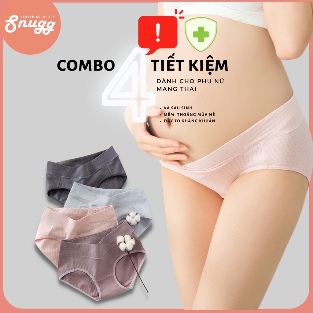 Combo 04 quần chip bầu có viền mỏng - kháng khuẩn - có size đến xxl- snugg việt snu1947