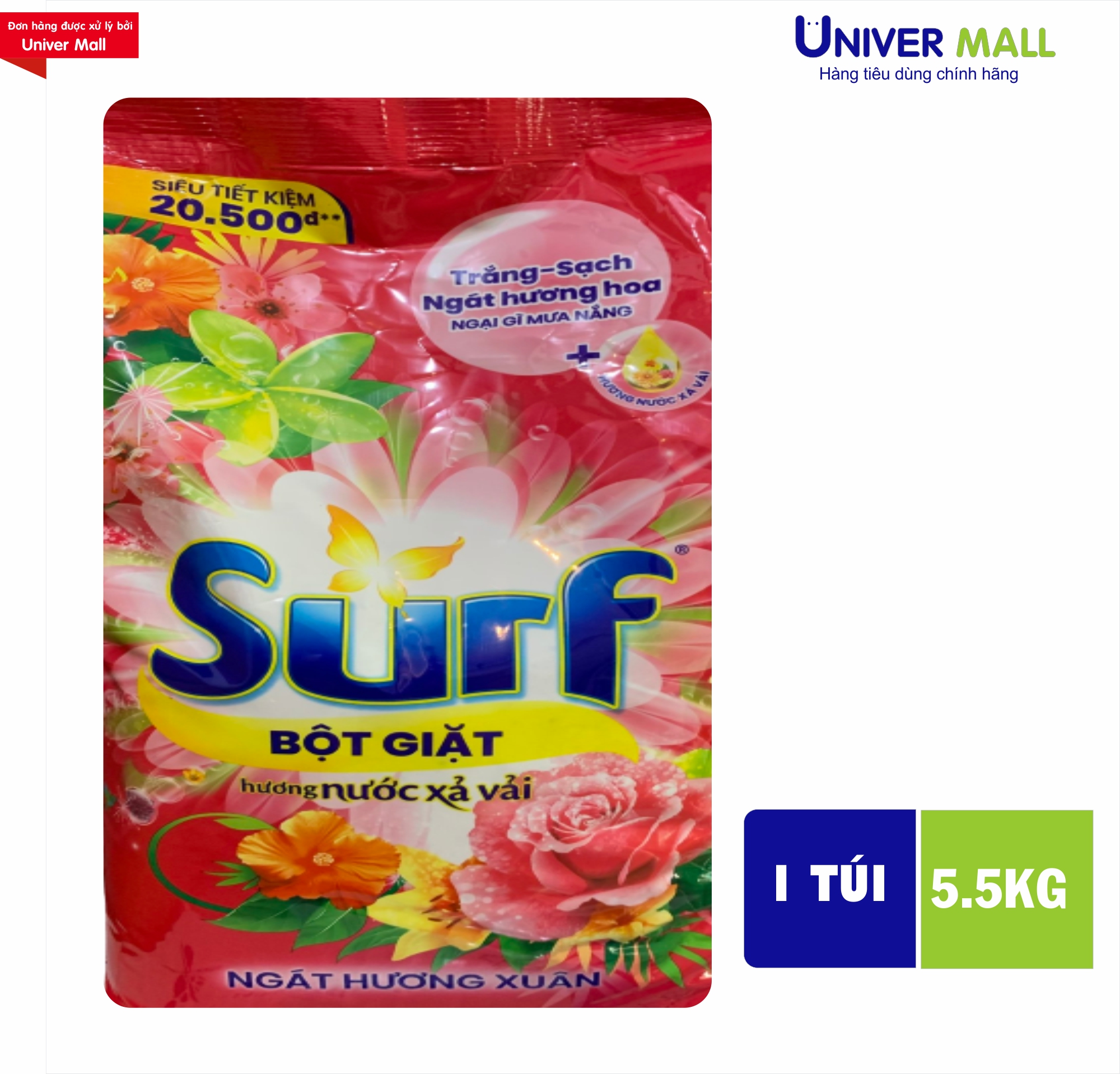 Bột giặt Surf túi tiết kiệm 5.5kg hương nước xả vải ngát hương xuân