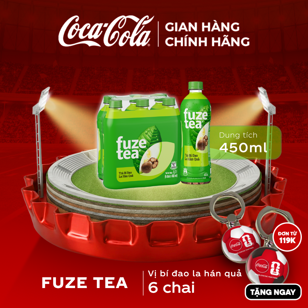 [SIÊU SALE ] Lốc 6 Chai Trà Bí Đao La Hán Quả Fuze Tea 450ml Coca-Cola Official Store Sale 25.05 Coca-Cola Chính Hãng_LD