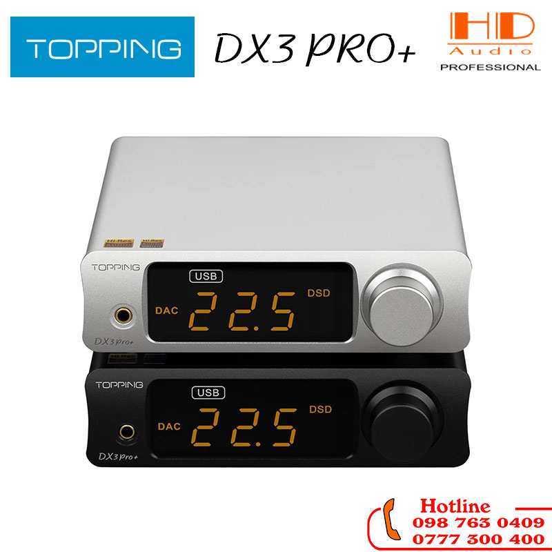 Thiết Bị Giải Mã Âm Thanh DAC Topping DX3 Pro+ /Chip DAC ESS ES9038Q2M và Bluetooth 5.0