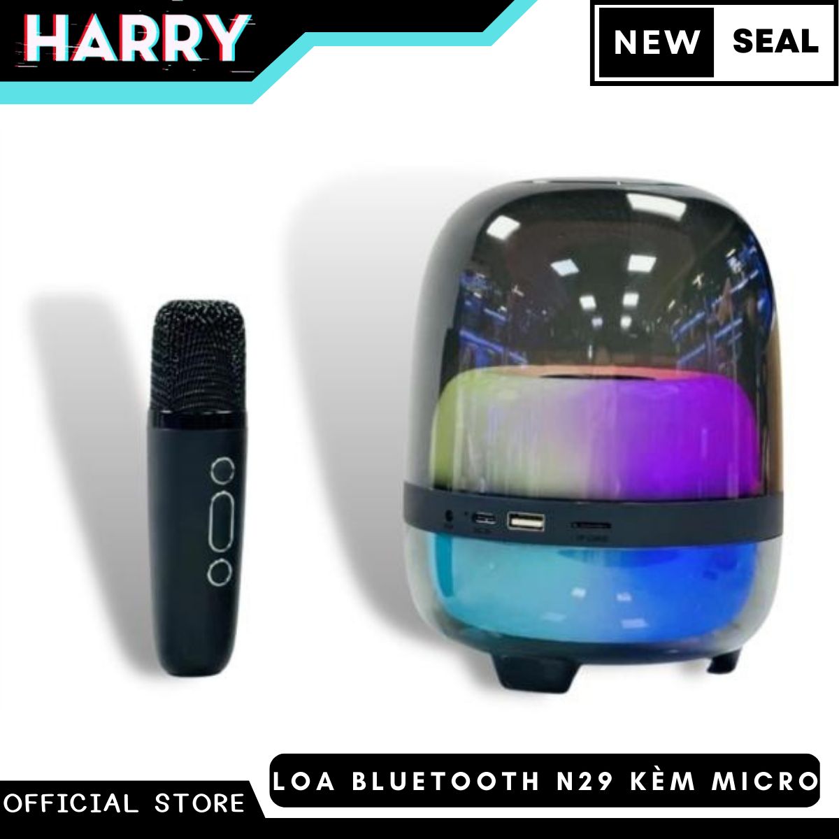 Loa bluetooth n29 kèm micro, loa di động cuông suất lớn bass mạnh, âm thanh rõ, full box, loa hát kèm mic bluetooth 5.0 - harry officiial store