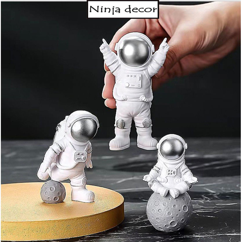 Mô hình nhân vật 3 phi hành gia vũ trụ,đồ trang trí để bàn,phòng học,phòng làm việc