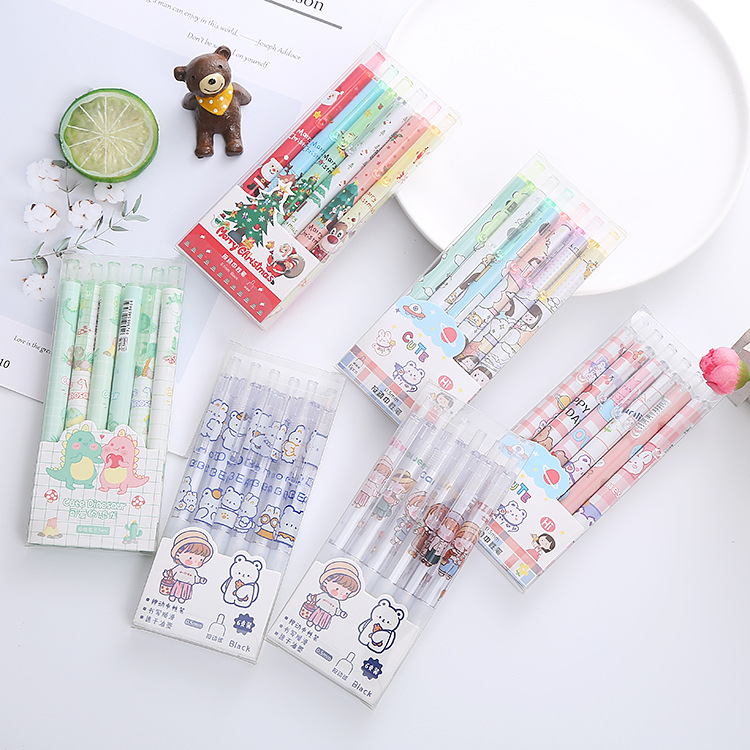 Combo 6 Bút bi siêu cute hoạt hình dễ thương - Ngòi 0.5mm - Combo bút viết