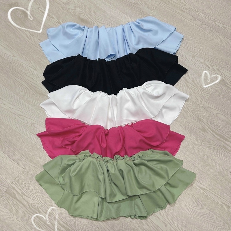 Áo bệt vai kate viền bèo 2 tầng