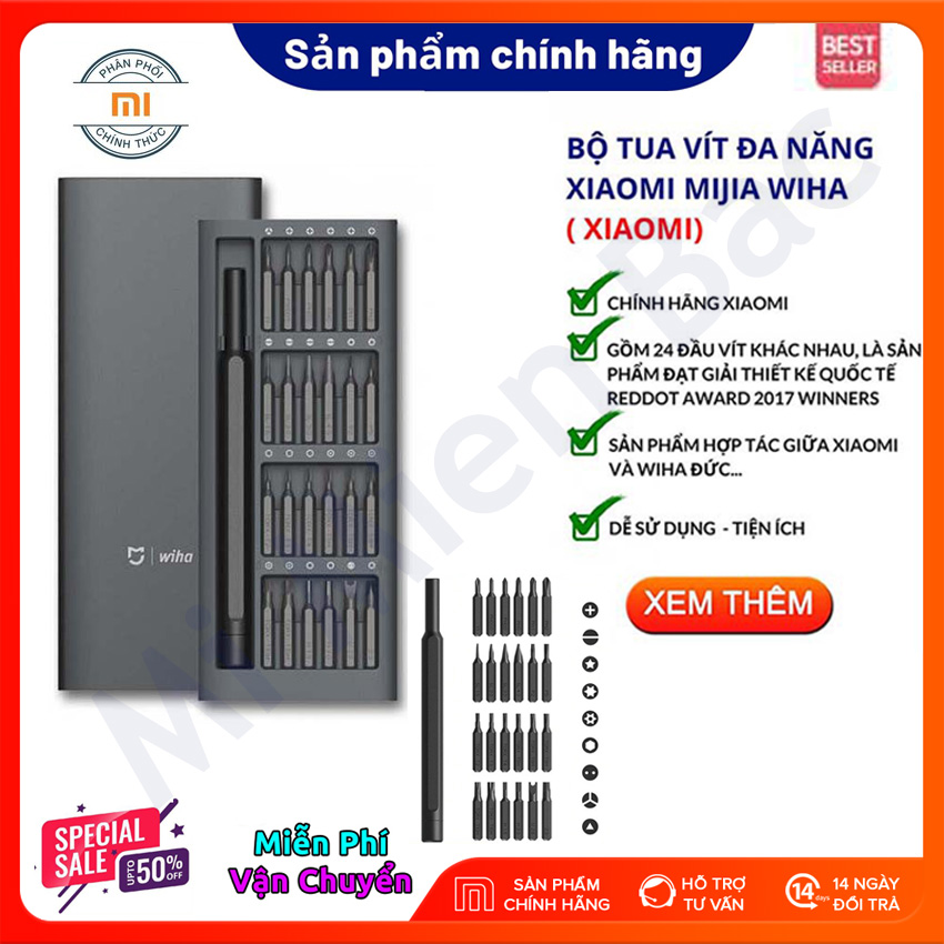 [THIẾT YẾU] BỘ TUA VÍT XIAOMI MIJIA WIHA, Bộ Tua Vít Đa Năng 24 Đầu Siêu Cứng Có Nam Châm, Bỏ Túi, Tiện Lợi, Sửa Điện thoại Laptop Đồ Gia Dụng – Chính Hãng Xiaomi – Mi Miền Bắc