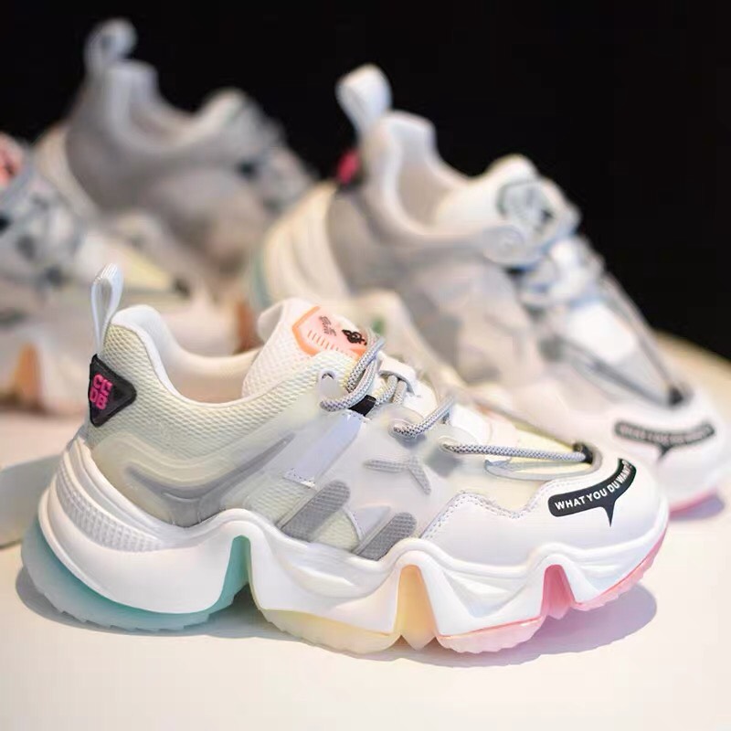 Giầy Nữ Thể Thao Sneaker đế Sắc Màu CLDB Thời Trang Trẻ màu kem (shophanhan)