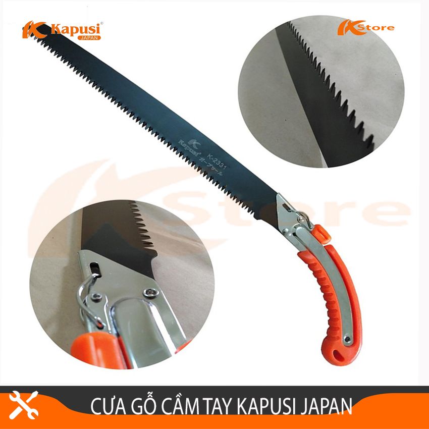 Cưa Gỗ Cầm Tay 350mm - Cưa Cành Cây Lưỡi Thép Kapusi Japan Có Bao Đựng Cưa, Bảo Hành 12 Tháng