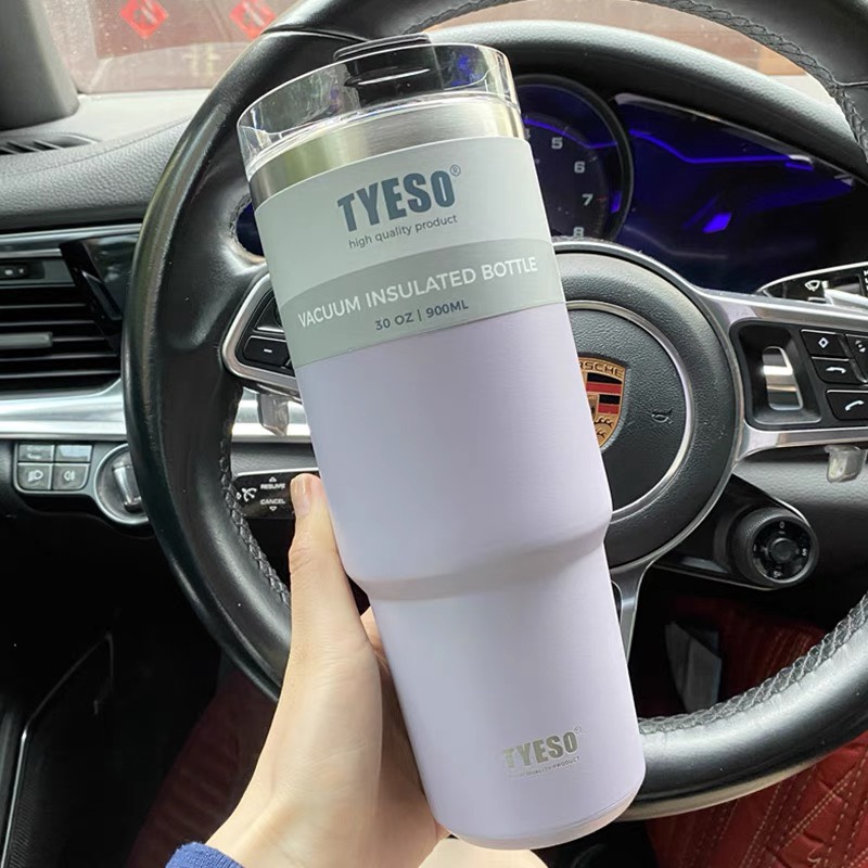 Ly giữ nhiệt Tyeso mẫu mới ống hút mở 900ML