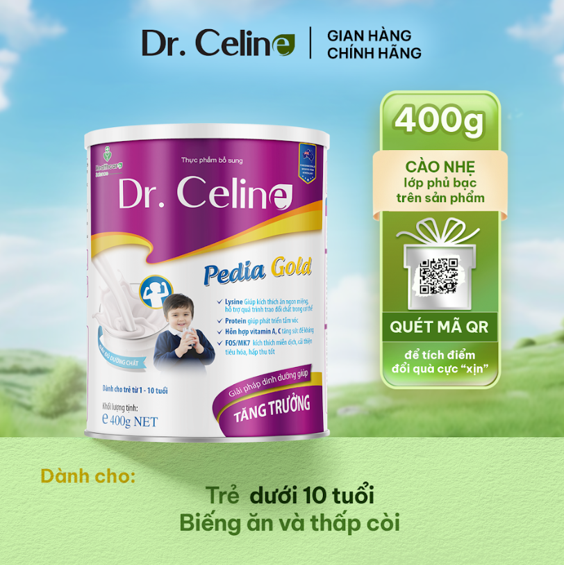 Sữa dinh dưỡng cao khoe thông minh cho trẻ trên 1 tuổi Dr. Celine Pedia Gold 400g