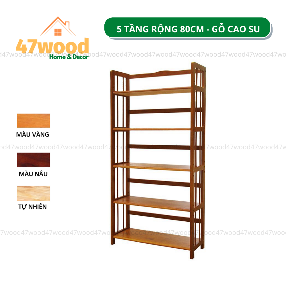 Kệ sách gỗ rộng 80cm 5 tầng 47wood