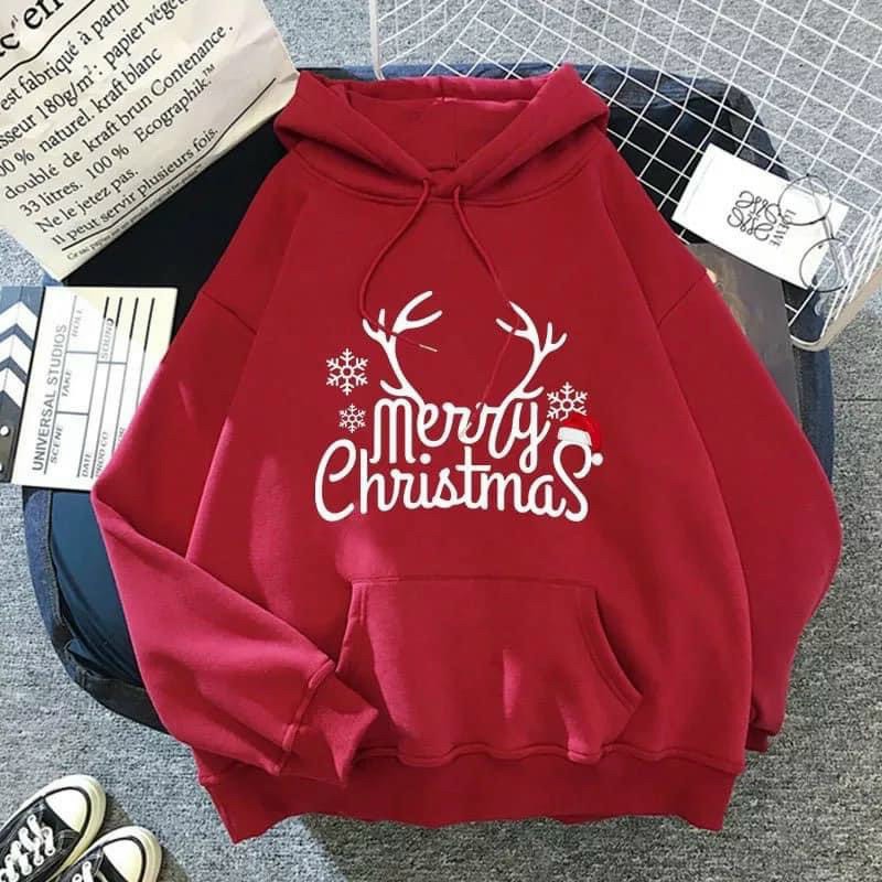 (NOEL ) Áo Khoác Hoodie & Sweater Nam Nữ Cặp Đôi Logo In Chữ MERRY CHRISTMASs Phối Hình Thuần Lộc Chuẩn Đẹp TP