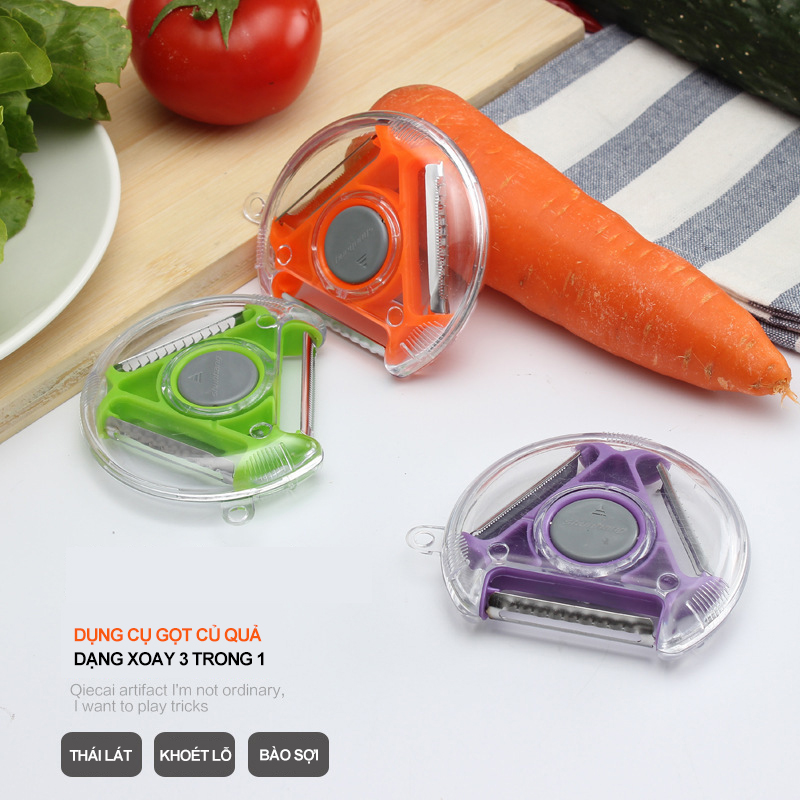 Dụng cụ gọt vỏ 3 trong 1 đa chức năng tiện dụng cho nhà bếp thiết kế thông minh dễ sử dụng
