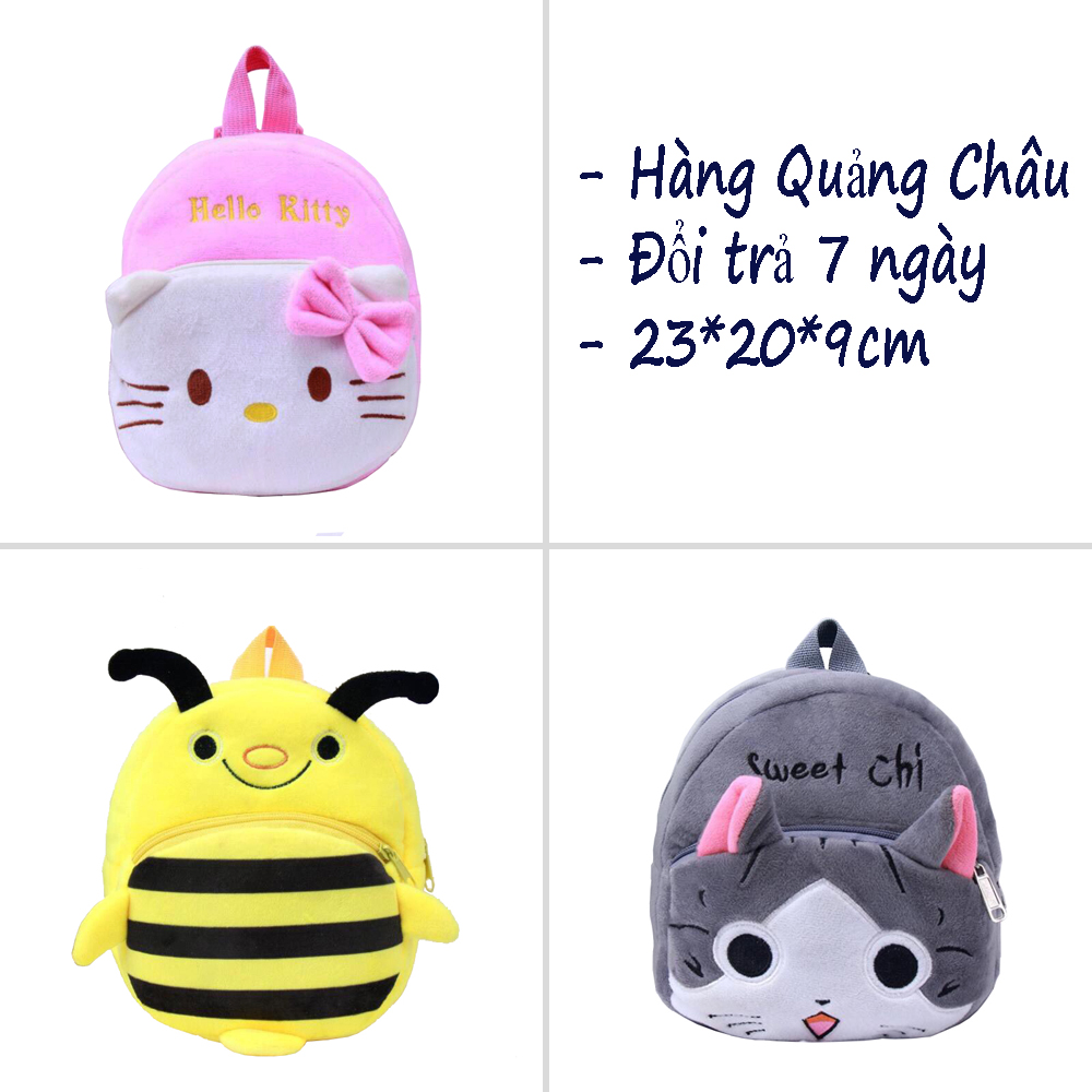 Ba lô đi học cho bé chất vải nhung mềm mịn cao cấp hình thú dễ thương - Ba lô trẻ em - Ba lô cho bé mẫu giáo
