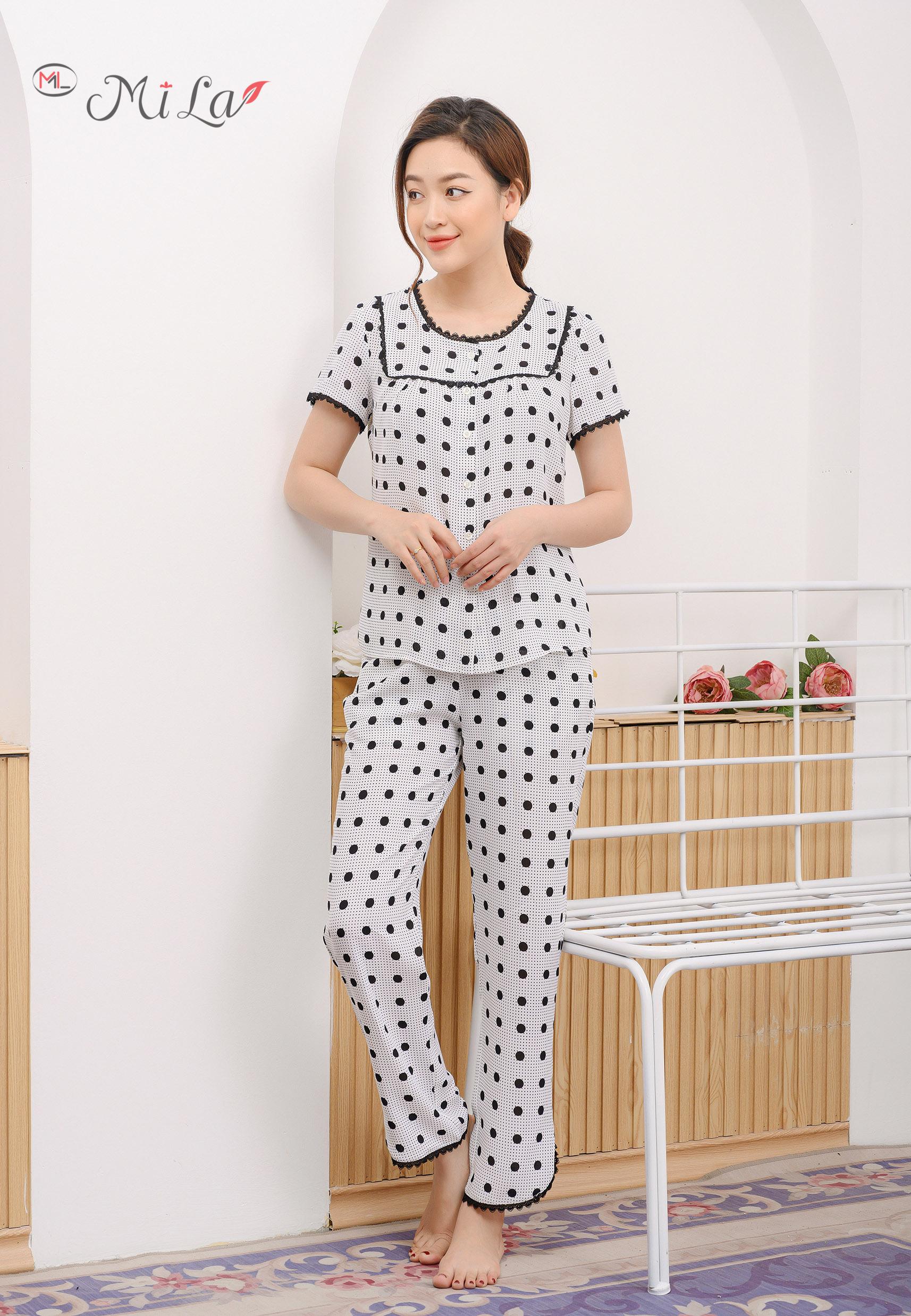 Bộ dài chấm bi phối ren mila 20lhd011tr