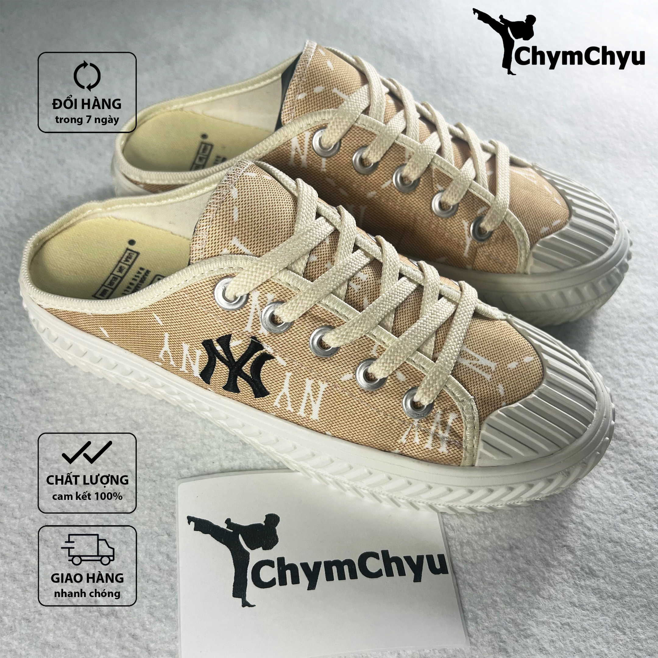 Giày sục ny màu vàng be cao cấp - giày đạp gót đẹp