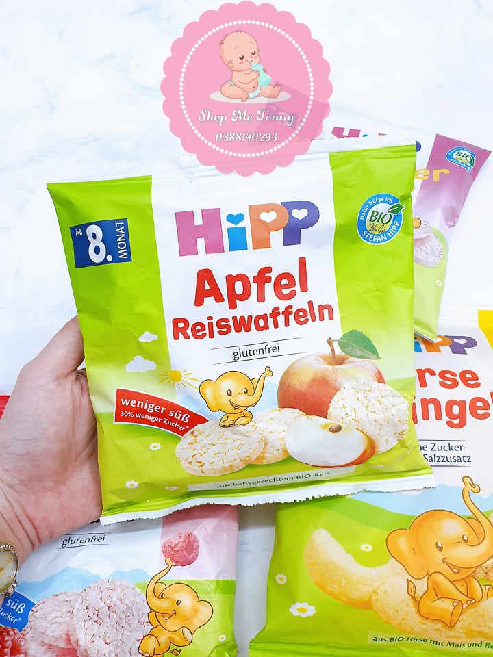 Bánh Gạo Hipp Hàng Đức cho bé ăn dặm từ 8 tháng tuổi Vị BÁNH GẠO TÁO (DATE 3/2021)
