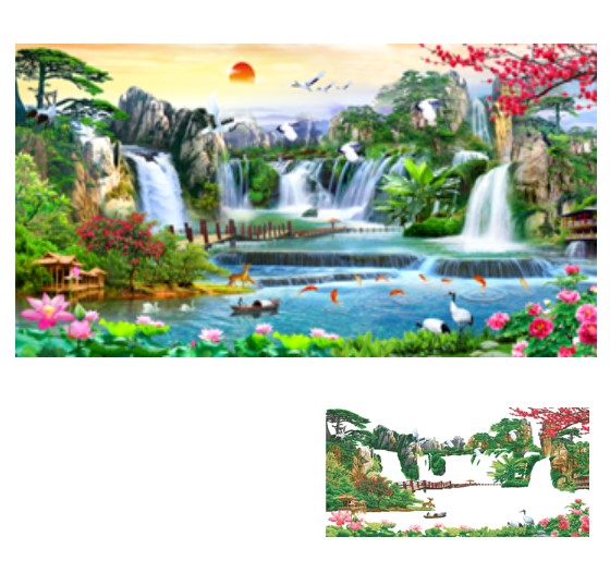 Tranh thêu chữ thập phong cảnh thiên nhiên Sơn Thuỷ Hữu Tình 3D LV3317 LV3318 LV3319