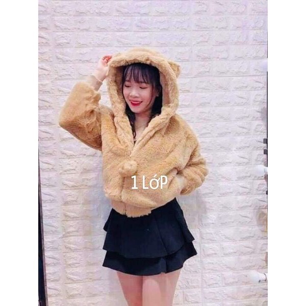 Áo Lông Cừu Tai Gấu Quả Bông dày mềm mịn