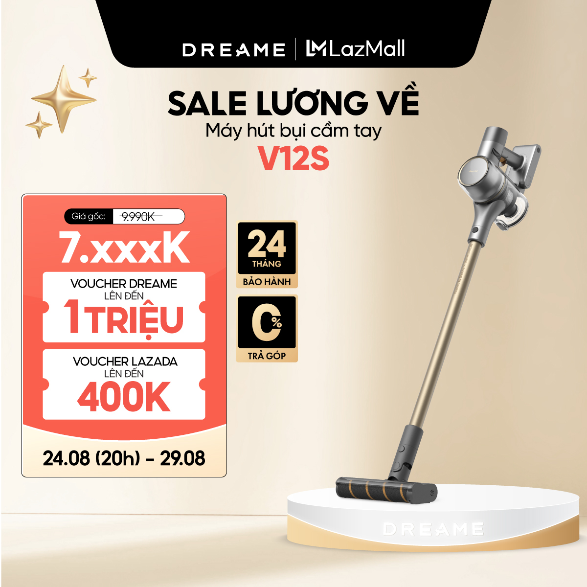Máy hút bụi cầm tay không dây thông minh Dreame V12S - Hàng chính hãng - BH 24 Tháng