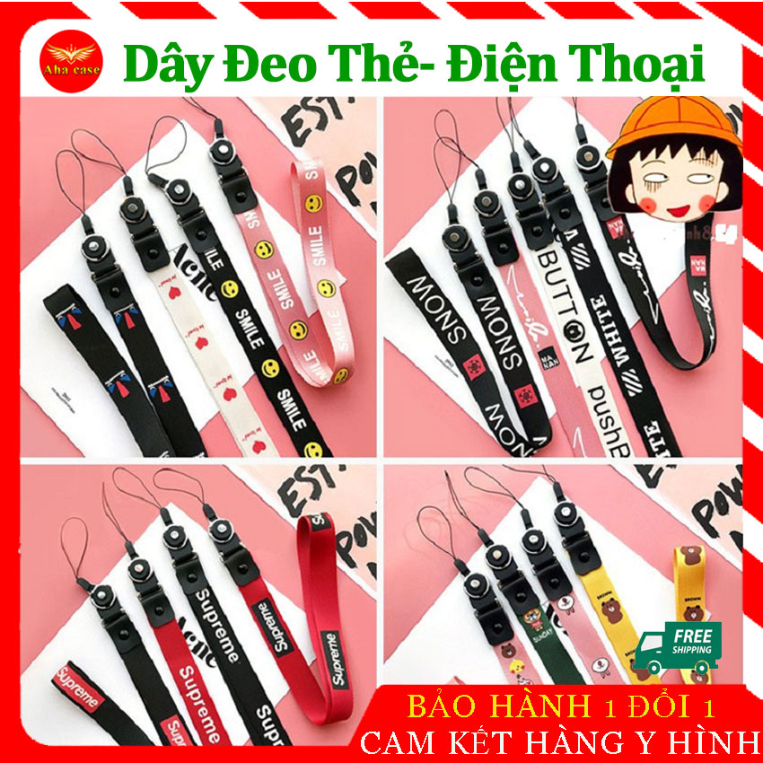 Dây Đeo Điện Thoại - Dây Đeo Thẻ thời trang, sành điện, dây đeo điện thoại tiện lợi nhiều màu dài 50cm, móc treo tháo rời.