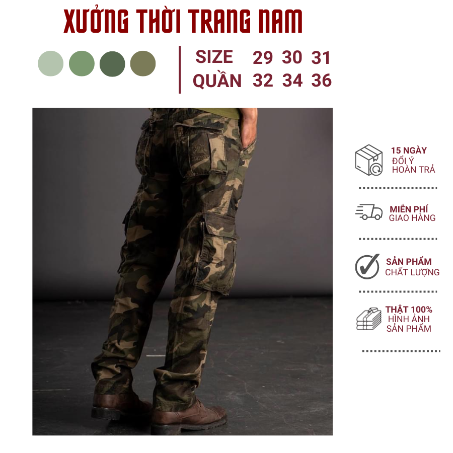 HCM QUẦN DÀI KAKI TÚI HỘP RẰN RI LÍNH 6 TÚI NAM THỜI TRANG CHẤT VẢI KAKI DÀY ĐẸP 50KG ĐẾN 85KG HDL03