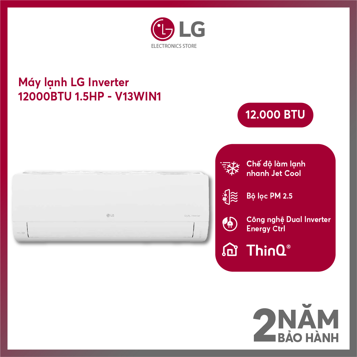 Máy lạnh lg inverter 12000btu 1.5hp v13win1