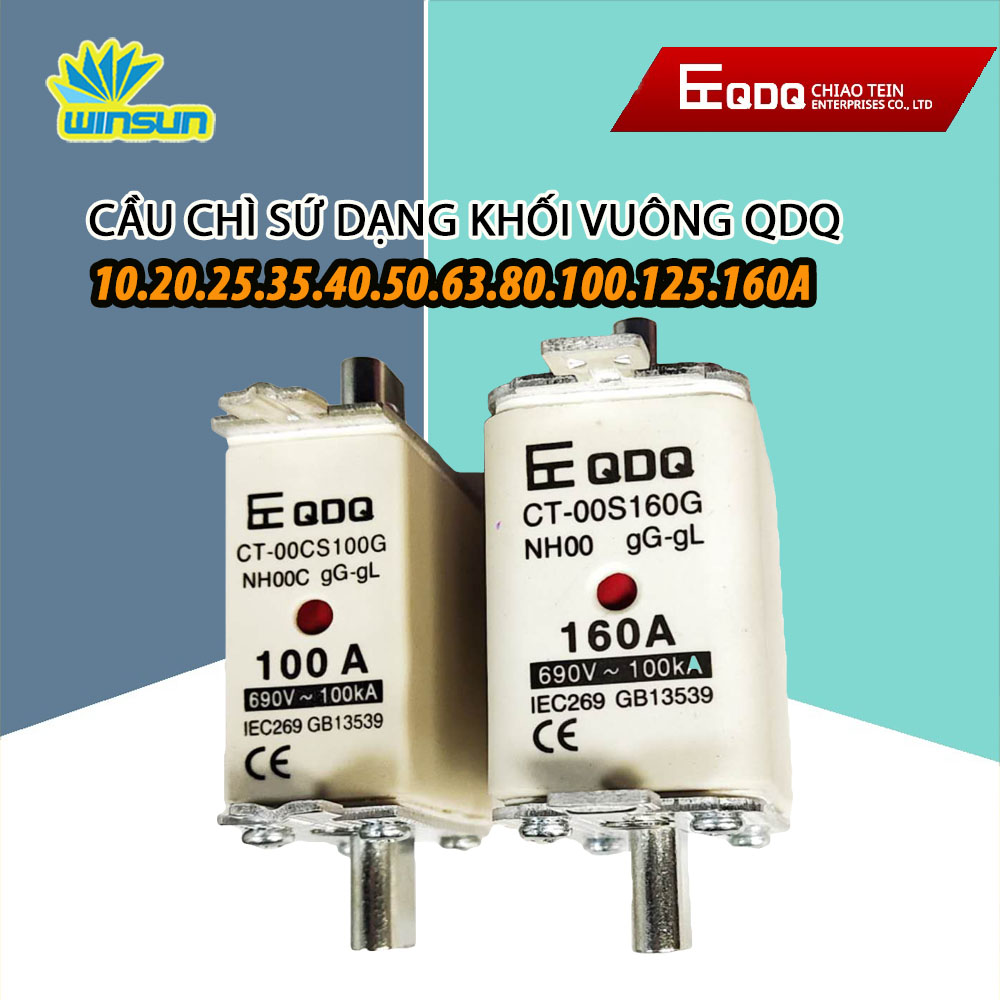 Cầu chì sứ dạng khối vuông hrc qdq 10a~160a