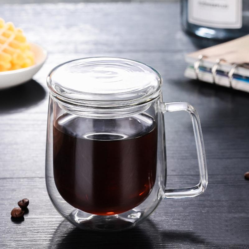 Ly cách nhiệt 2 lớp thủy tinh có nắp đậy dung tích 300ml