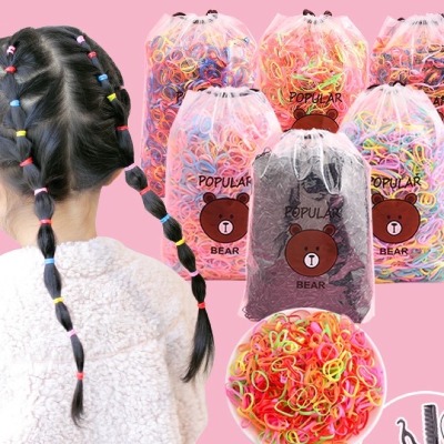 Sét 1000 dây buộc tóc túi gấu cho bé,dây chun buộc tóc, thun buộc tóc màu đen túi gấu độ bền dây dẻo dai đàn hồi tốt
