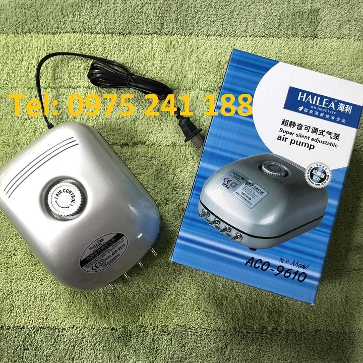 Máy sủi khí 4 vòi Hailea ACO-9610, hàng cao cấp, siêu êm ái, có nút chỉnh sủi to nhỏ