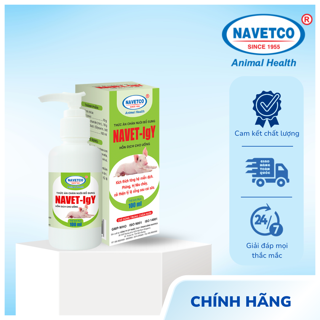 NAVET-IgY _ Kháng thể heo kích thích tăng hệ miễn dịch, ngăn ngừa tiêu chảy, cải thiện tỷ lệ sống sau cai sữa.