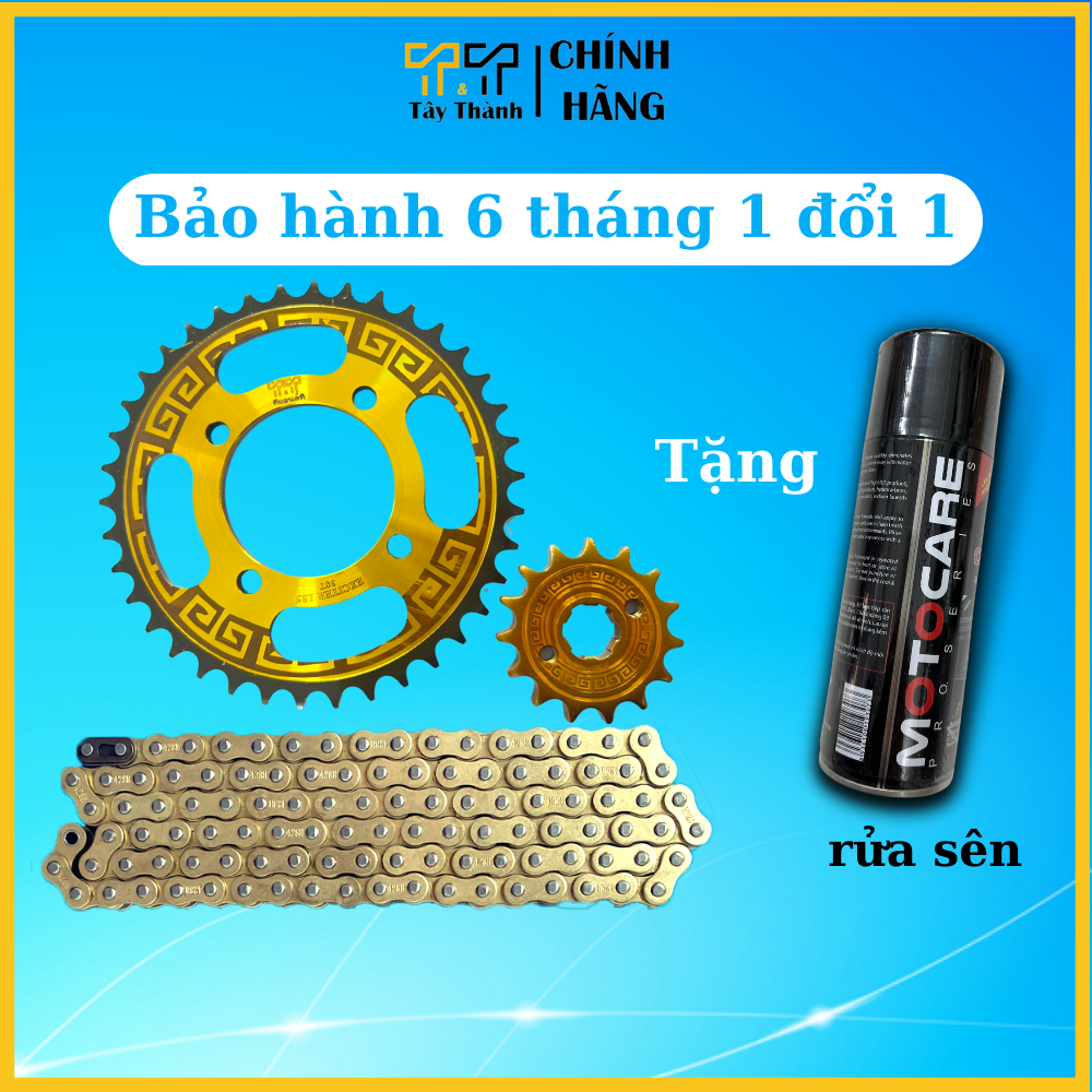 Bộ nhông sên đĩa Yamaha Exciter 135 - 5 số (38T x 14T), màu vàng đen cộng, nhong sen dia hàng chính hãng Thái Lan T&T Tây Thành, bảo hành 6 tháng - T&T Tây Thành Shop chuyên nhông sên dĩa