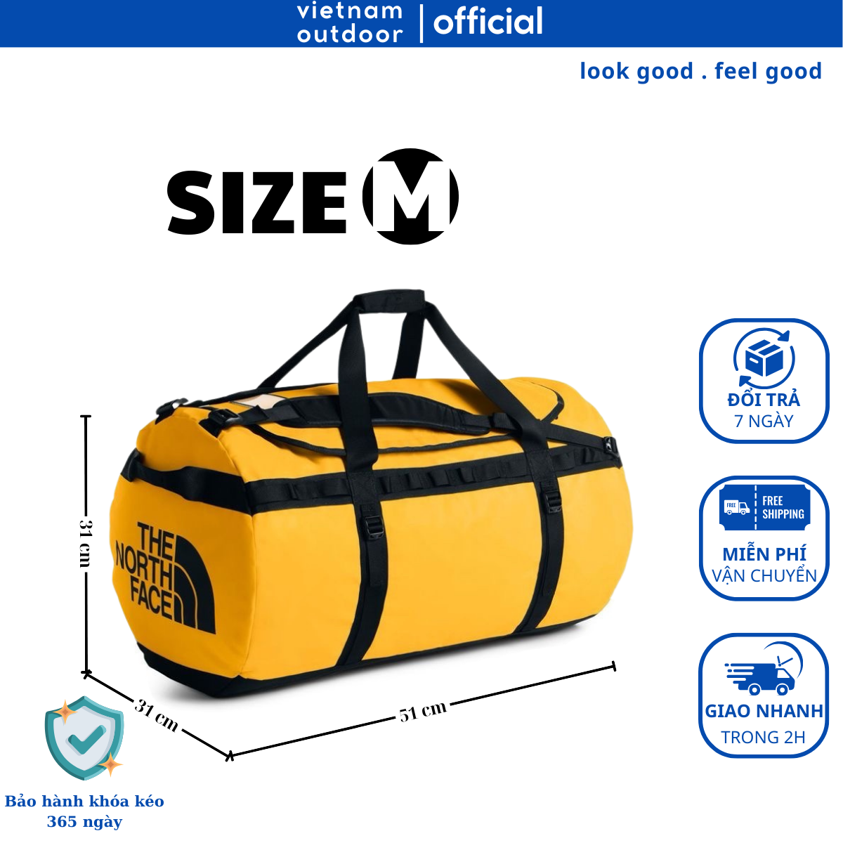 Túi Trống Du Lịch THE NORTH FACE BASE CAMP DUFFEL 51L Phượt Chống Nước Thời Trang Ngăn Chính Lớn Size M