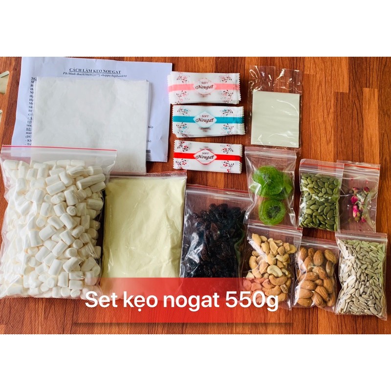 SET NGUYÊN LIỆU LÀM KẸO NOUGAT-KẸO HẠNH PHÚC Tặng kèm tờ công thức siêu chuẩn