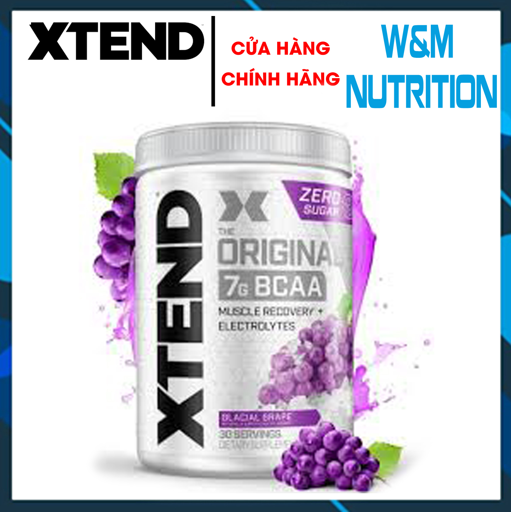 XTEND BCAA Sport 345g (30 Servings) Chính Hãng vị Nho - 7g BCAA, Điện Giải, Hỗ Trợ Phục Hồi Cơ