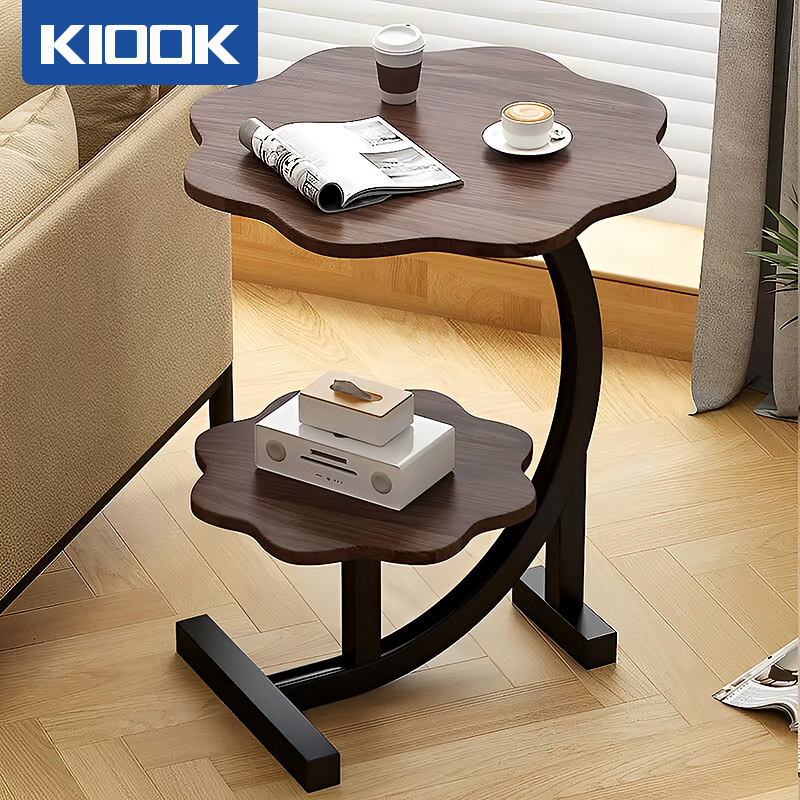 Kiook sofa bàn nhỏ đơn giản, phòng khách nhà bàn cà phê nhỏ, ban công mini, màu vân óc chó bàn cà phê