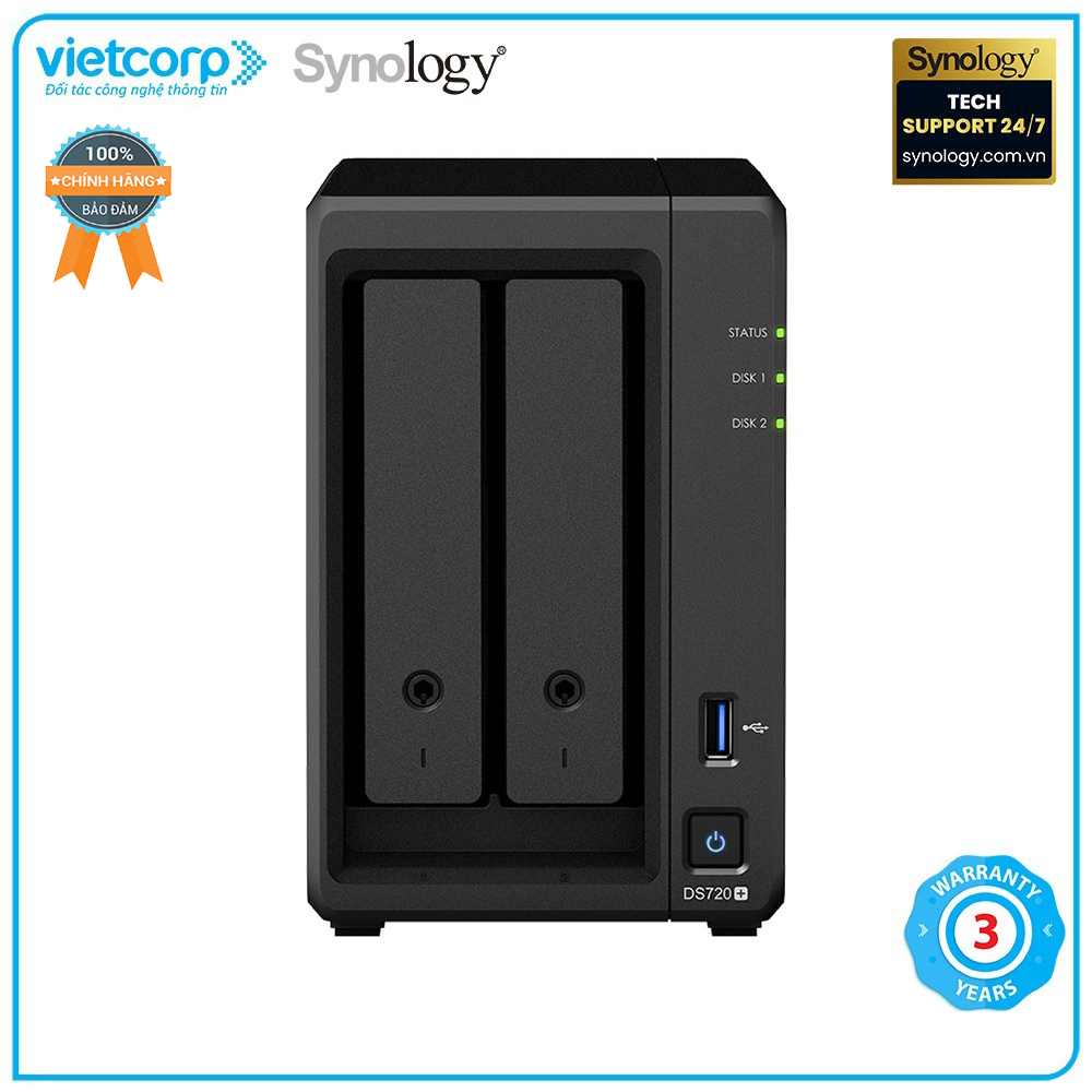 Thiết bị lưu trữ nas synology ds720+ - hàng chính hãng