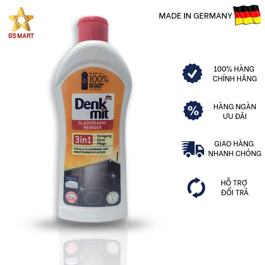 Dung dịch vệ sinh tẩy rửa mặt bếp từ, lò nướng Denkmit 300ML nhập khẩu Đức